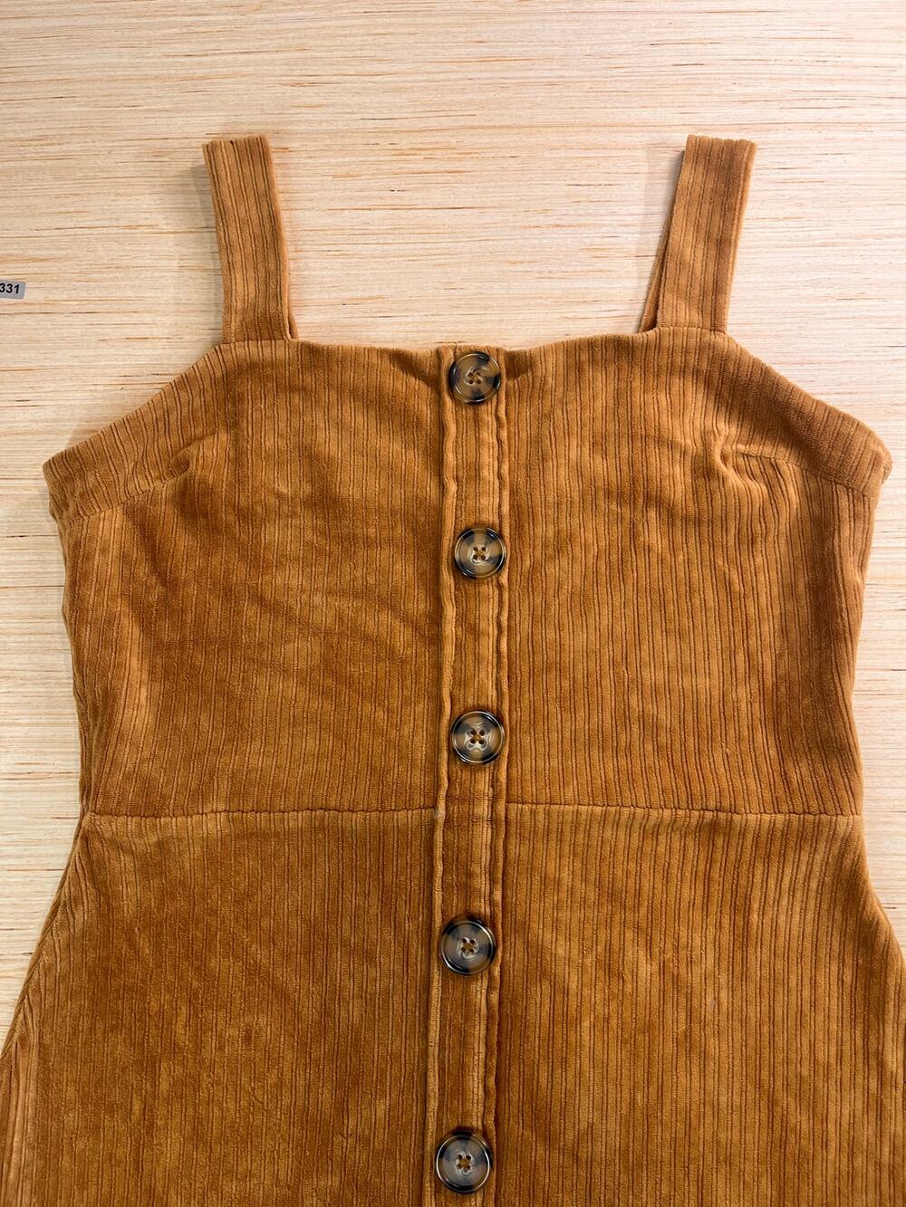 Brown Corduroy Button Front Dress by No Boundaries Pinafore Fall Large 11/13